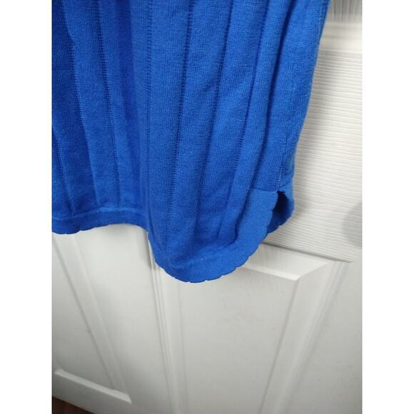 Soft Surroundings Woman L Sweater Blue Pullover Button Sleeve Scalloped Trim... - Picture 8 of 10